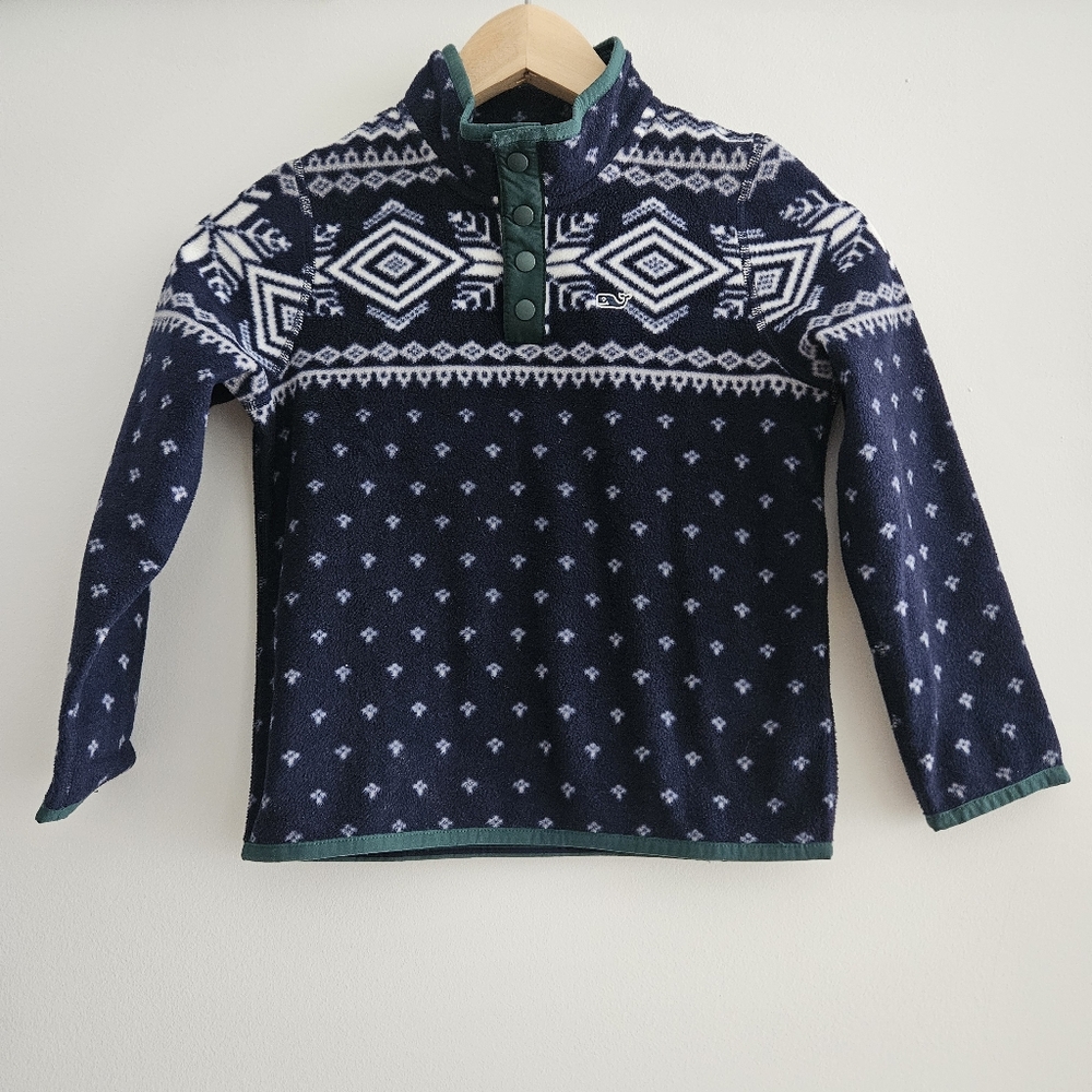 Vineyard Vines Boys' Printed Harbor Fleece Quarter-Snap Pullover Size 6